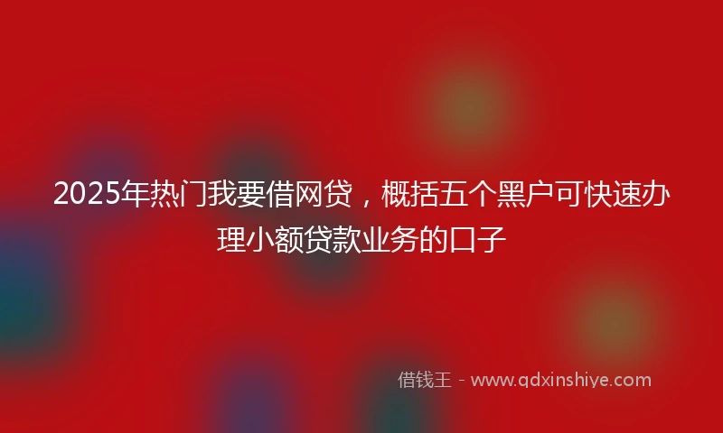 2025年热门我要借网贷，概括五个黑户可快速办理小额贷款业务的口子