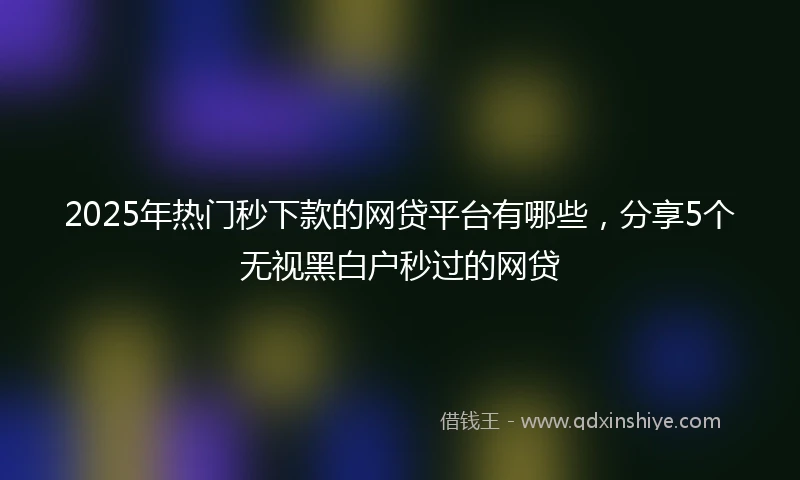 2025年热门秒下款的网贷平台有哪些，分享5个无视黑白户秒过的网贷