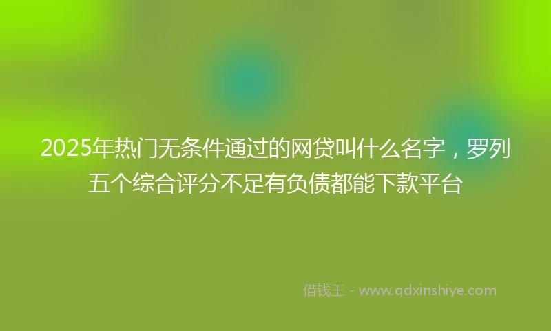 2025年热门无条件通过的网贷叫什么名字，罗列五个综合评分不足有负债都能下款平台