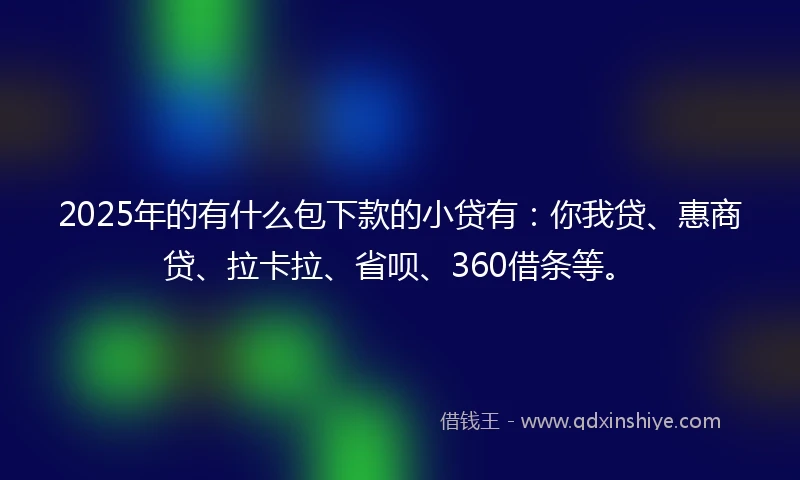 2025年的有什么包下款的小贷有：你我贷、惠商贷、拉卡拉、省呗、360借条等。