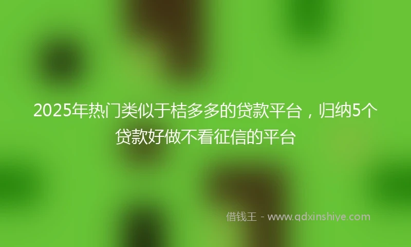 2025年热门类似于桔多多的贷款平台，归纳5个贷款好做不看征信的平台
