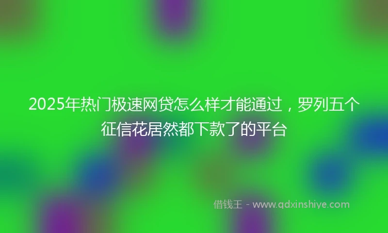 2025年热门极速网贷怎么样才能通过，罗列五个征信花居然都下款了的平台