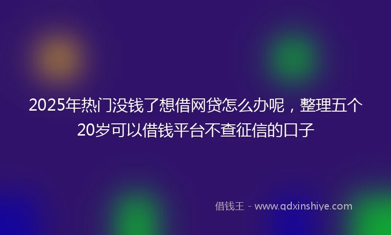 2025年热门没钱了想借网贷怎么办呢，整理五个20岁可以借钱平台不查征信的口子