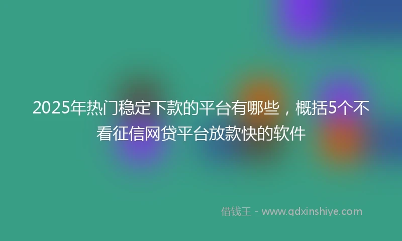 2025年热门稳定下款的平台有哪些，概括5个不看征信网贷平台放款快的软件