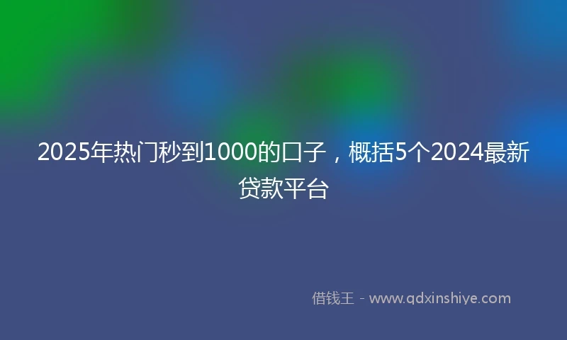2025年热门秒到1000的口子，概括5个2024最新贷款平台