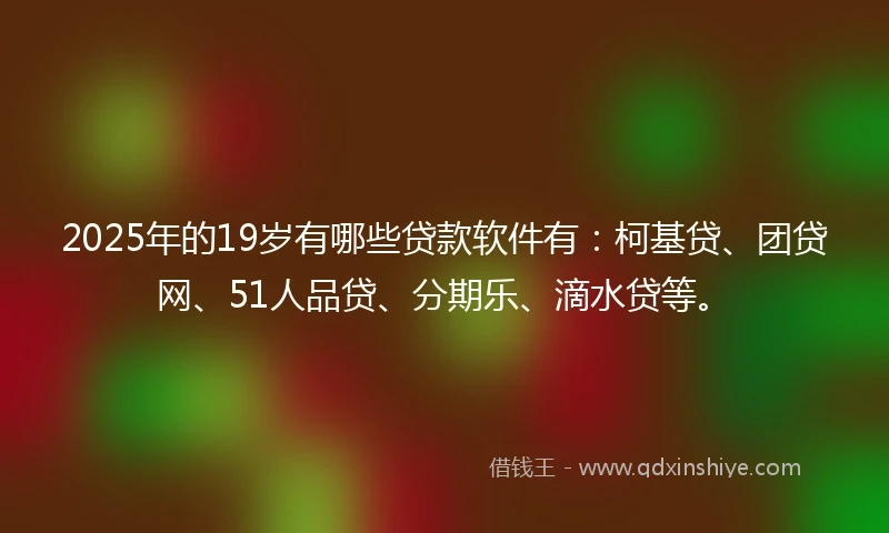 2025年的19岁有哪些贷款软件有：柯基贷、团贷网、51人品贷、分期乐、滴水贷等。