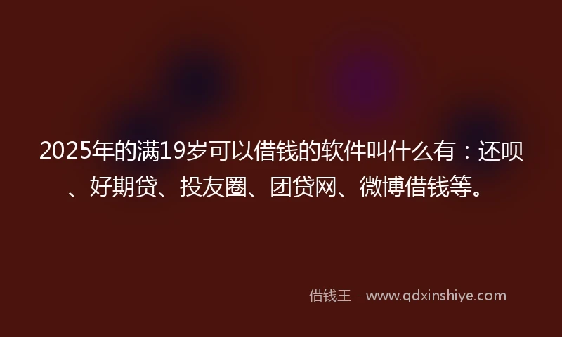 2025年的满19岁可以借钱的软件叫什么有：还呗、好期贷、投友圈、团贷网、微博借钱等。