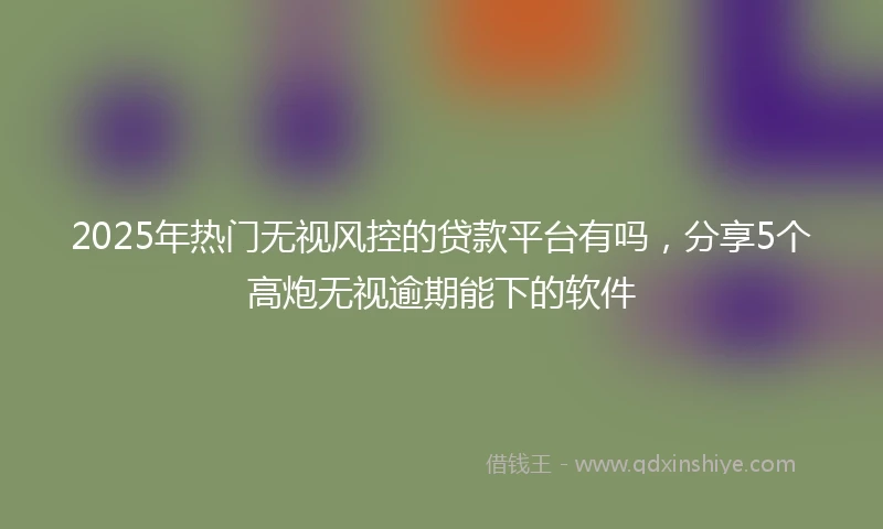2025年热门无视风控的贷款平台有吗，分享5个高炮无视逾期能下的软件