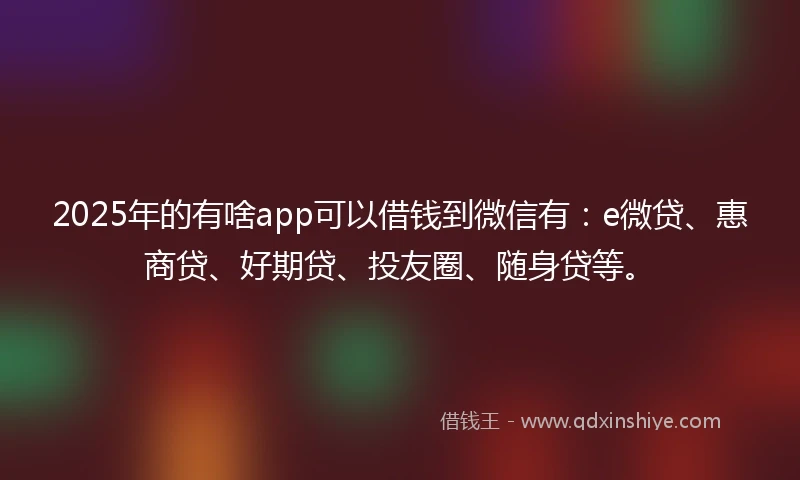 2025年的有啥app可以借钱到微信有：e微贷、惠商贷、好期贷、投友圈、随身贷等。