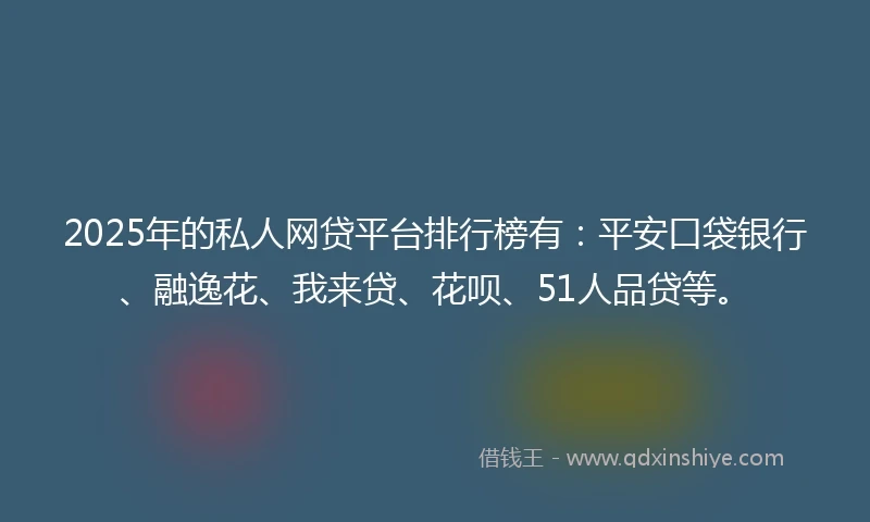 2025年的私人网贷平台排行榜有：平安口袋银行、融逸花、我来贷、花呗、51人品贷等。