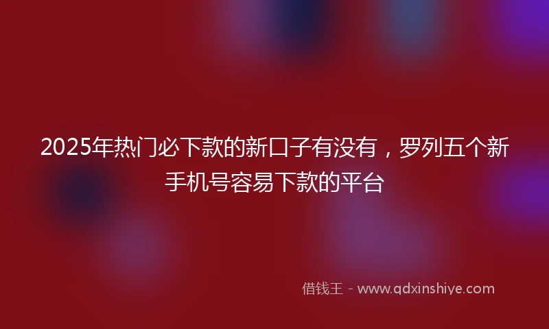 2025年热门必下款的新口子有没有，罗列五个新手机号容易下款的平台