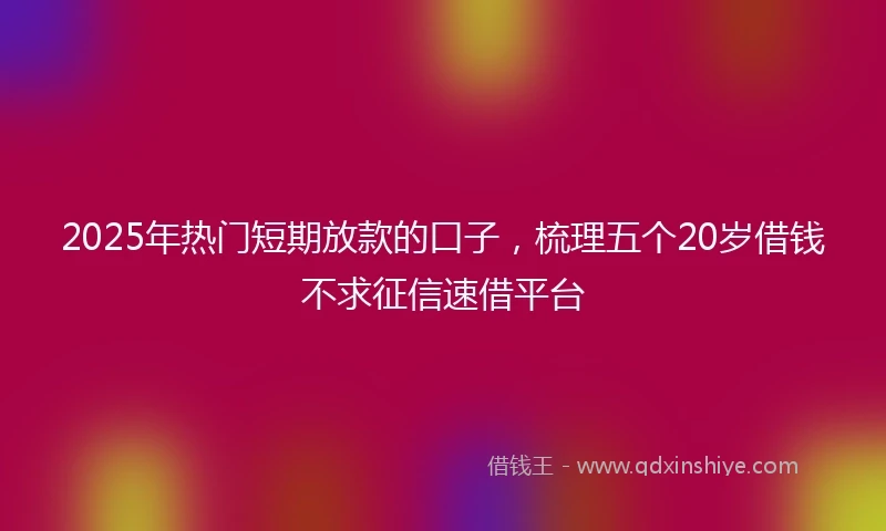 2025年热门短期放款的口子，梳理五个20岁借钱不求征信速借平台