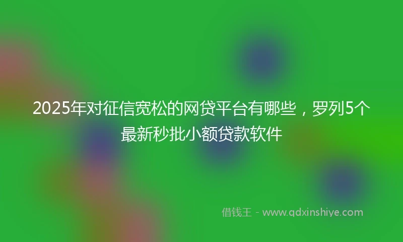 2025年对征信宽松的网贷平台有哪些，罗列5个最新秒批小额贷款软件