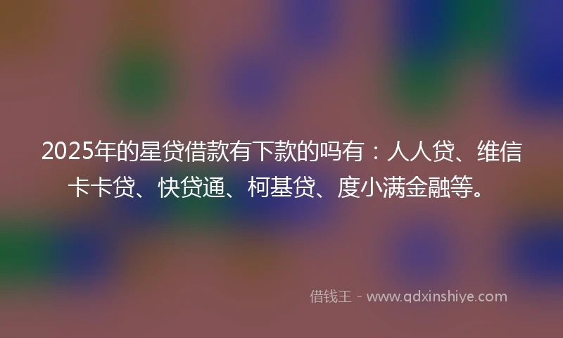 2025年的星贷借款有下款的吗有：人人贷、维信卡卡贷、快贷通、柯基贷、度小满金融等。