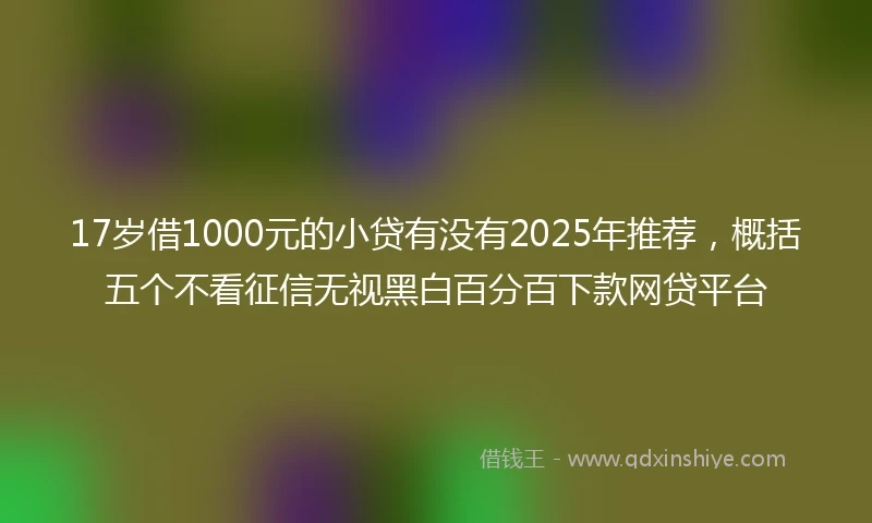 17岁借1000元的小贷有没有2025年推荐，概括五个不看征信无视黑白百分百下款网贷平台