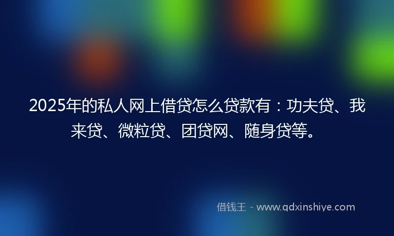 2025年的私人网上借贷怎么贷款有：功夫贷、我来贷、微粒贷、团贷网、随身贷等。