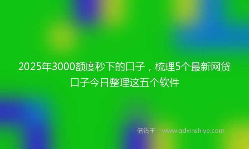 2025年3000额度秒下的口子，梳理5个最新网贷口子今日整理这五个软件