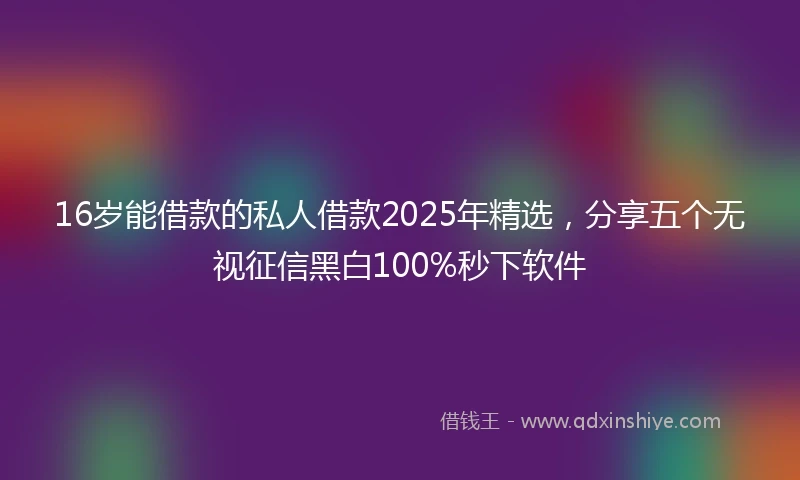 16岁能借款的私人借款2025年精选，分享五个无视征信黑白100%秒下软件