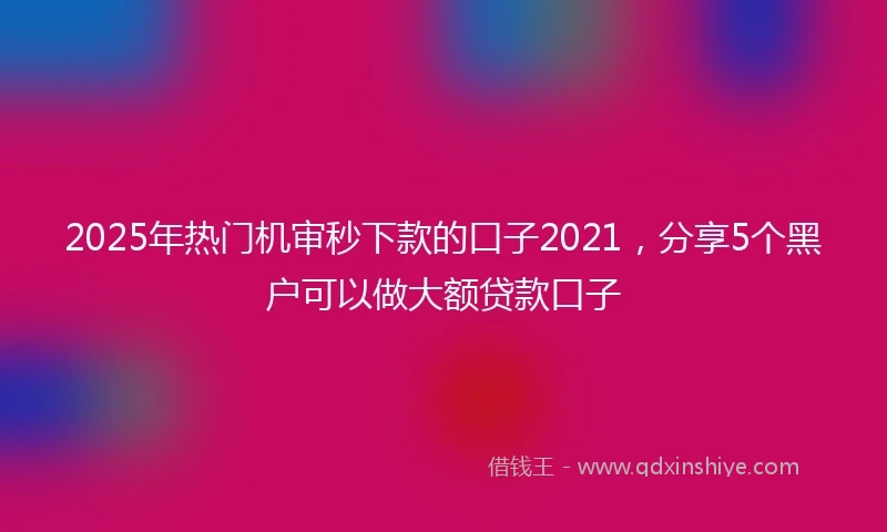 2025年热门机审秒下款的口子2021，分享5个黑户可以做大额贷款口子