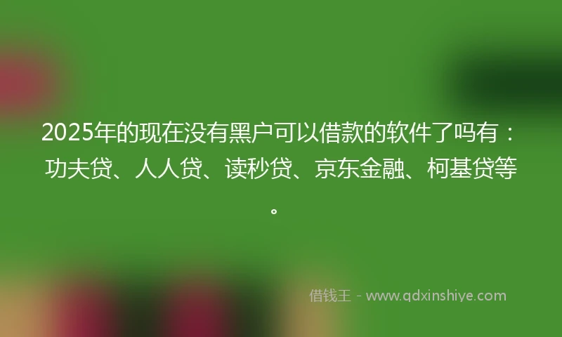 2025年的现在没有黑户可以借款的软件了吗有:功夫贷、人人贷、读秒贷、京东金融、柯基贷等。