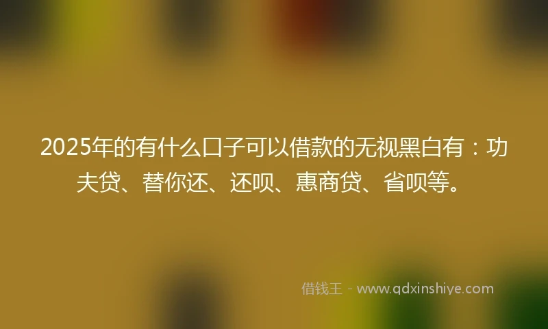 2025年的有什么口子可以借款的无视黑白有：功夫贷、替你还、还呗、惠商贷、省呗等。
