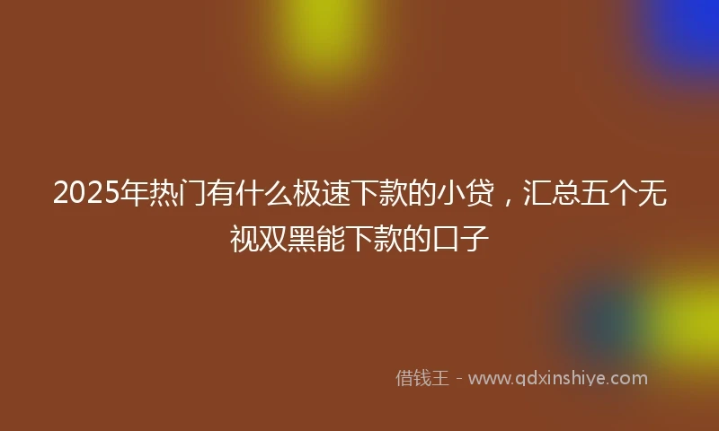 2025年热门有什么极速下款的小贷，汇总五个无视双黑能下款的口子