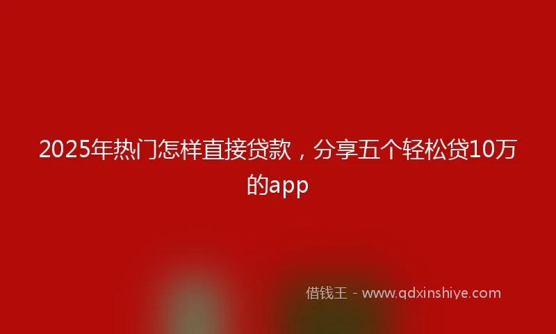 2025年热门怎样直接贷款，分享五个轻松贷10万的app