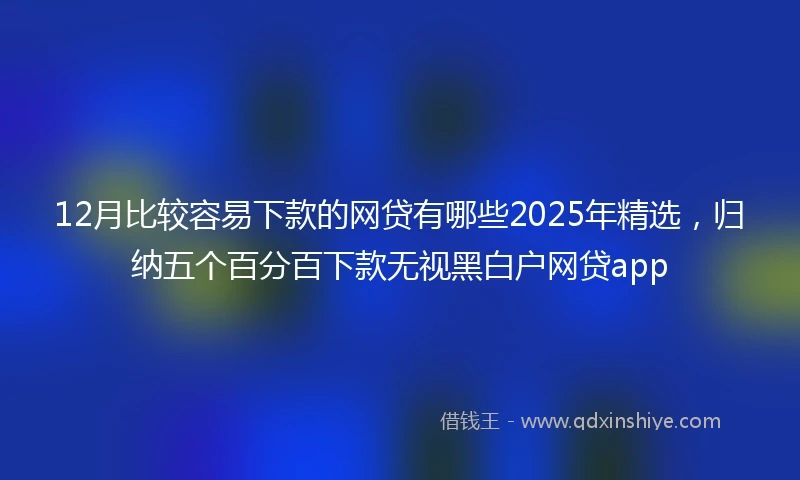 12月比较容易下款的网贷有哪些2025年精选，归纳五个百分百下款无视黑白户网贷app