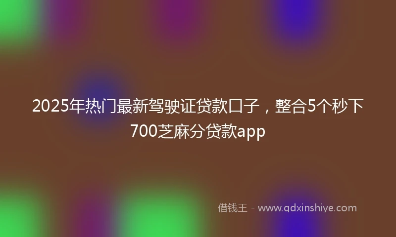 2025年热门最新驾驶证贷款口子，整合5个秒下700芝麻分贷款app