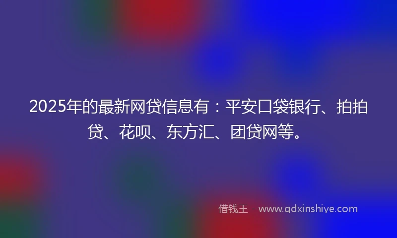 2025年的最新网贷信息有：平安口袋银行、拍拍贷、花呗、东方汇、团贷网等。