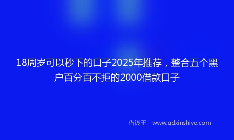 18周岁可以秒下的口子2025年推荐，整合五个黑户百分百不拒的2000借款口子
