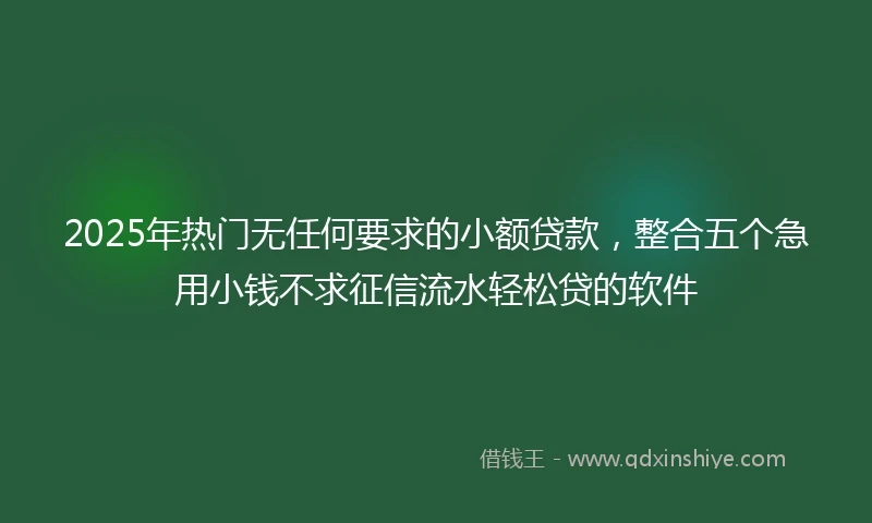 2025年热门无任何要求的小额贷款，整合五个急用小钱不求征信流水轻松贷的软件