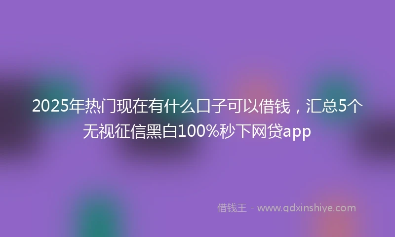 2025年热门现在有什么口子可以借钱，汇总5个无视征信黑白100%秒下网贷app