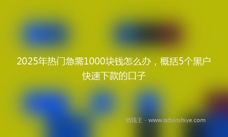 2025年热门急需1000块钱怎么办，概括5个黑户快速下款的口子