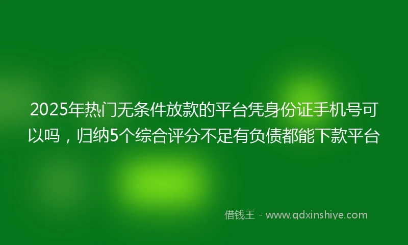 2025年热门无条件放款的平台凭身份证手机号可以吗，归纳5个综合评分不足有负债都能下款平台