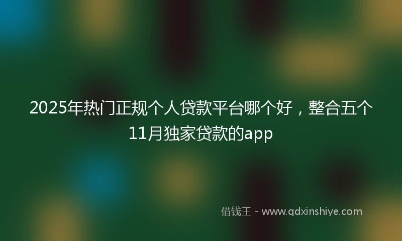 2025年热门正规个人贷款平台哪个好，整合五个11月独家贷款的app