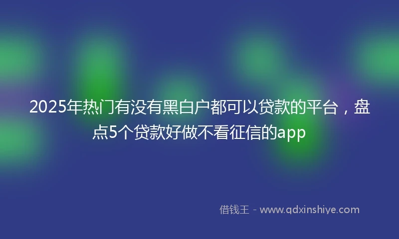 2025年热门有没有黑白户都可以贷款的平台，盘点5个贷款好做不看征信的app