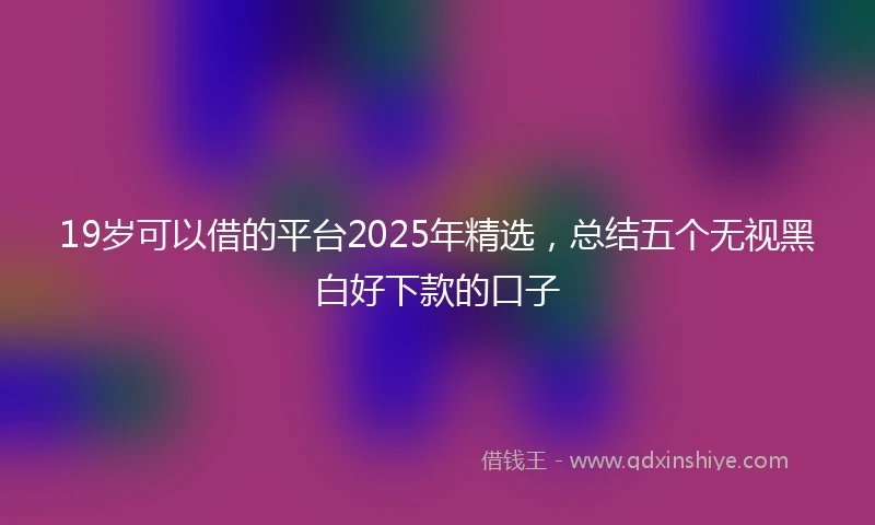 19岁可以借的平台2025年精选，总结五个无视黑白好下款的口子