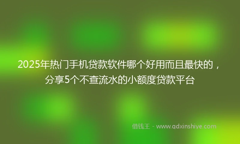 2025年热门手机贷款软件哪个好用而且最快的，分享5个不查流水的小额度贷款平台