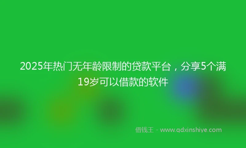 2025年热门无年龄限制的贷款平台，分享5个满19岁可以借款的软件