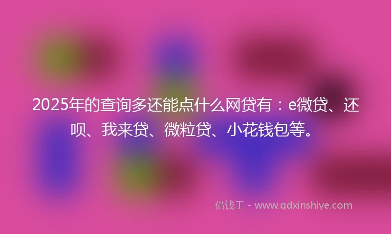2025年的查询多还能点什么网贷有：e微贷、还呗、我来贷、微粒贷、小花钱包等。