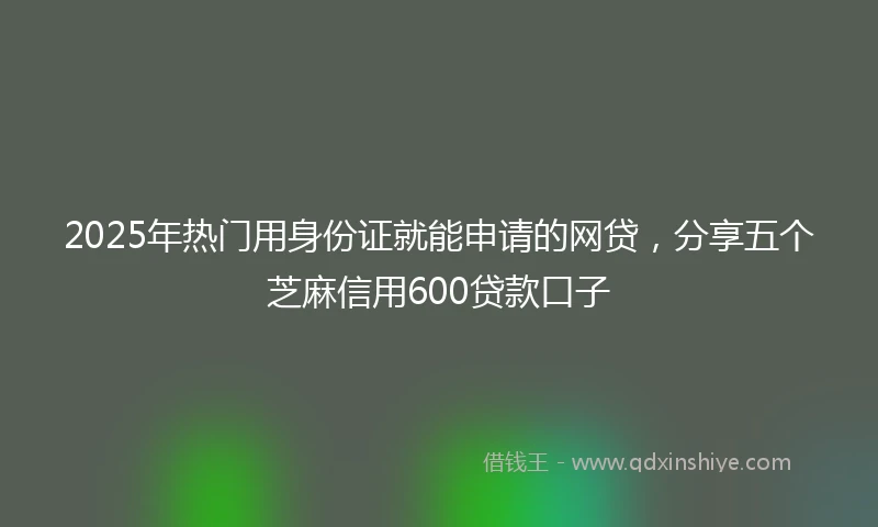2025年热门用身份证就能申请的网贷，分享五个芝麻信用600贷款口子