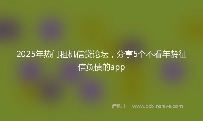 2025年热门租机信贷论坛，分享5个不看年龄征信负债的app
