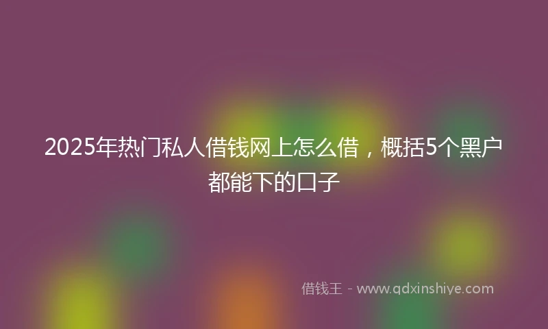 2025年热门私人借钱网上怎么借,概括5个黑户都能下的口子