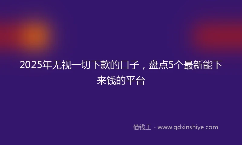 2025年无视一切下款的口子，盘点5个最新能下来钱的平台