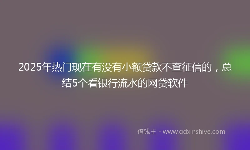 2025年热门现在有没有小额贷款不查征信的，总结5个看银行流水的网贷软件