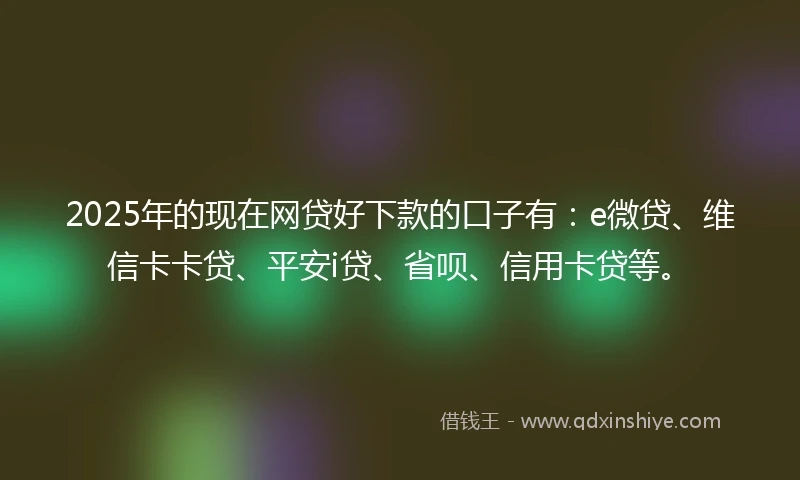 2025年的现在网贷好下款的口子有：e微贷、维信卡卡贷、平安i贷、省呗、信用卡贷等。