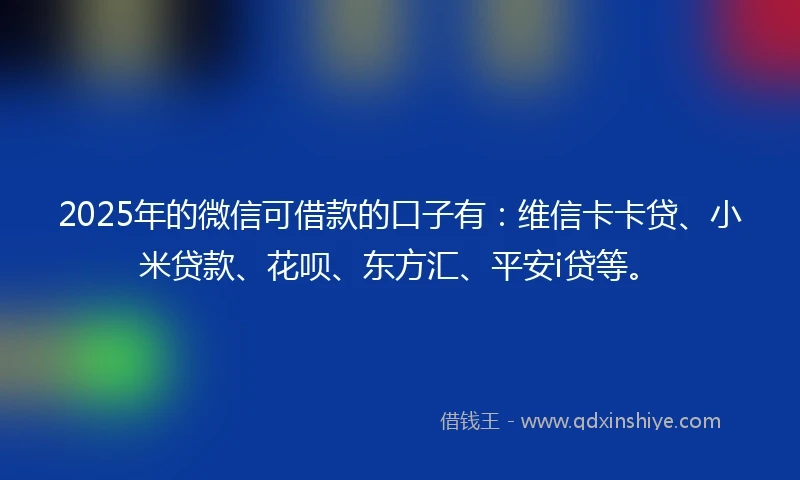 2025年的微信可借款的口子有：维信卡卡贷、小米贷款、花呗、东方汇、平安i贷等。