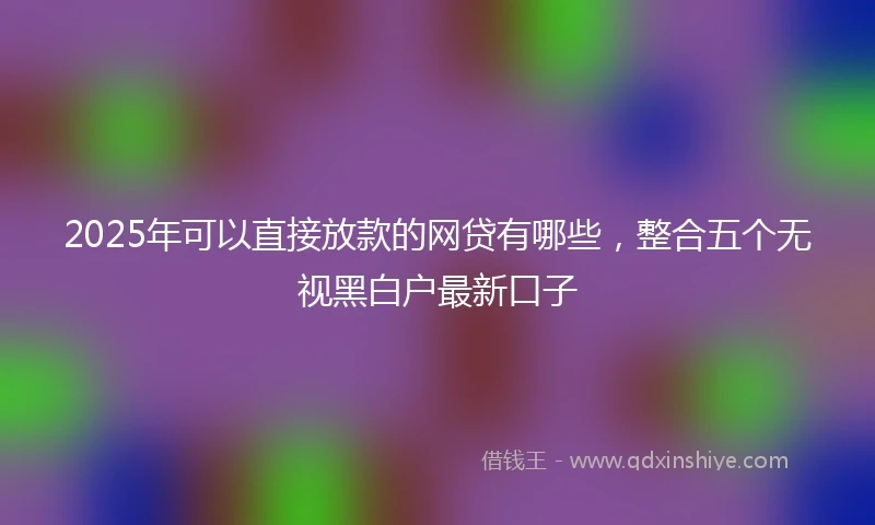 2025年可以直接放款的网贷有哪些，整合五个无视黑白户最新口子