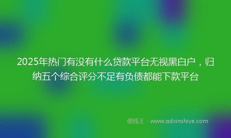 2025年热门有没有什么贷款平台无视黑白户，归纳五个综合评分不足有负债都能下款平台